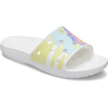 Crocs Klassiska Tie-Dye Graphic Badtofflor Dam Vita | Sverige 0607OKIR